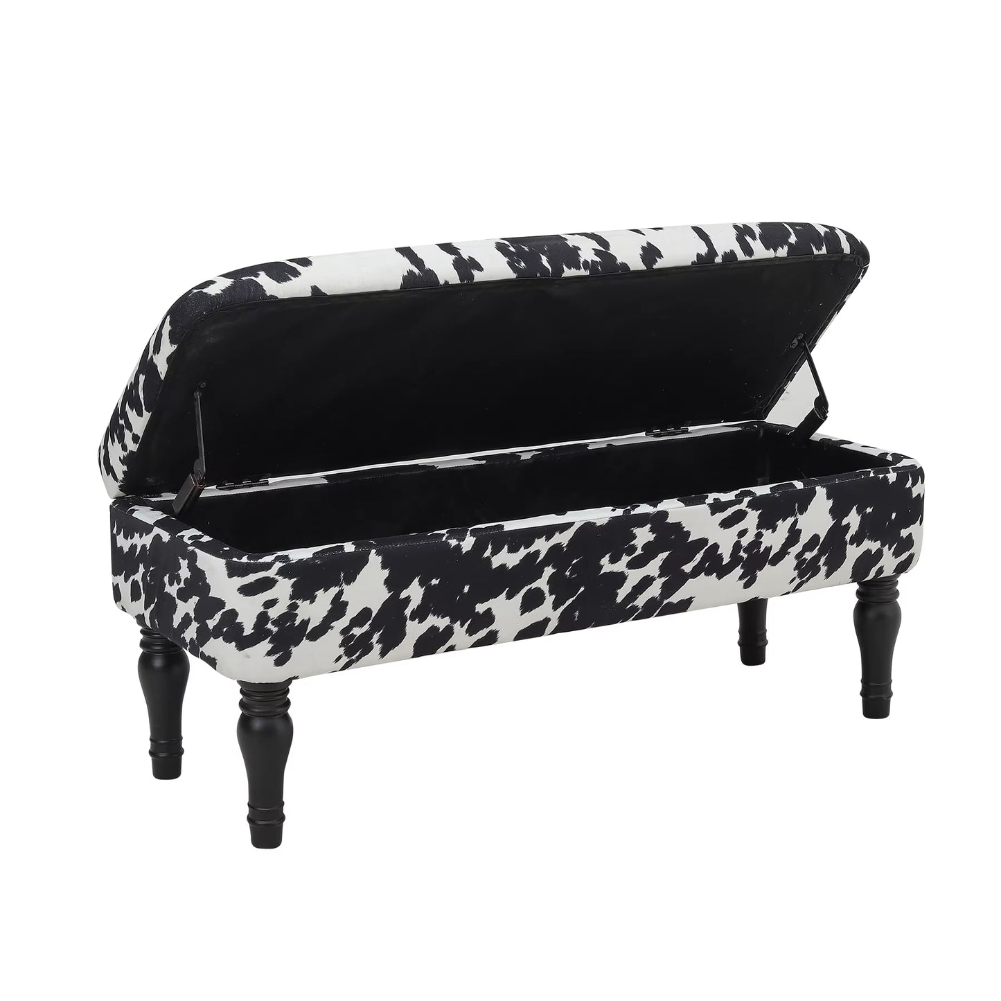 Cow Print Velvet Upholstered Storage Bench Living Room Shoe Changing Stool Leisure Stool Furniture