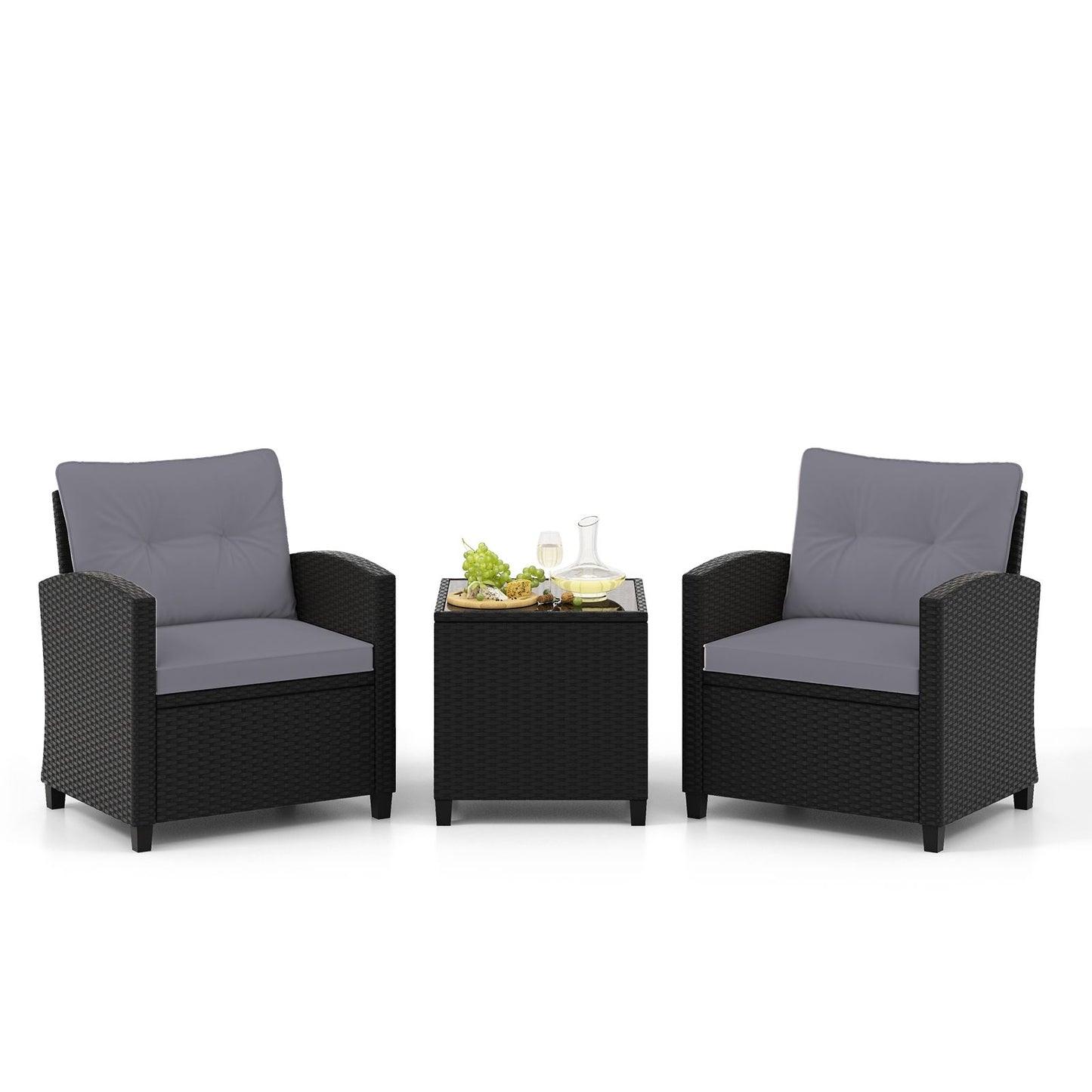 Stylish 3-Piece Rattan Patio Furniture Set with Comfortable Cushions for Ultimate Relaxation
