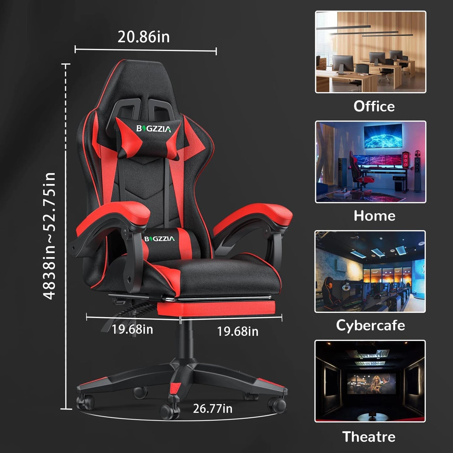 Ultimate Ergonomic Gaming Chair with Adjustable Footrest, Lumbar Support, and Headrest - Perfect for Long Hours of Comfort!