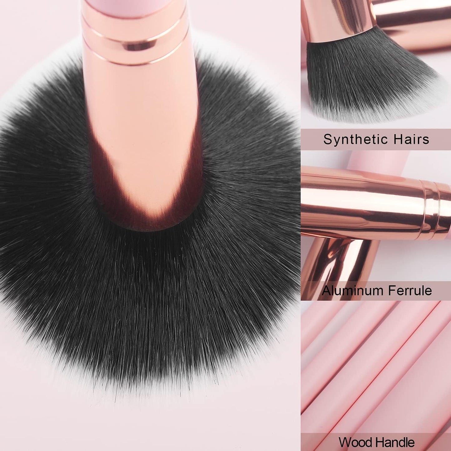 16Pcs Makeup Brushes Set with 1 Eyebrow Razor Premium Synthetic Foundation Blending Face Powder Eye Shadow Concealer Make up Brushes Tool Kit