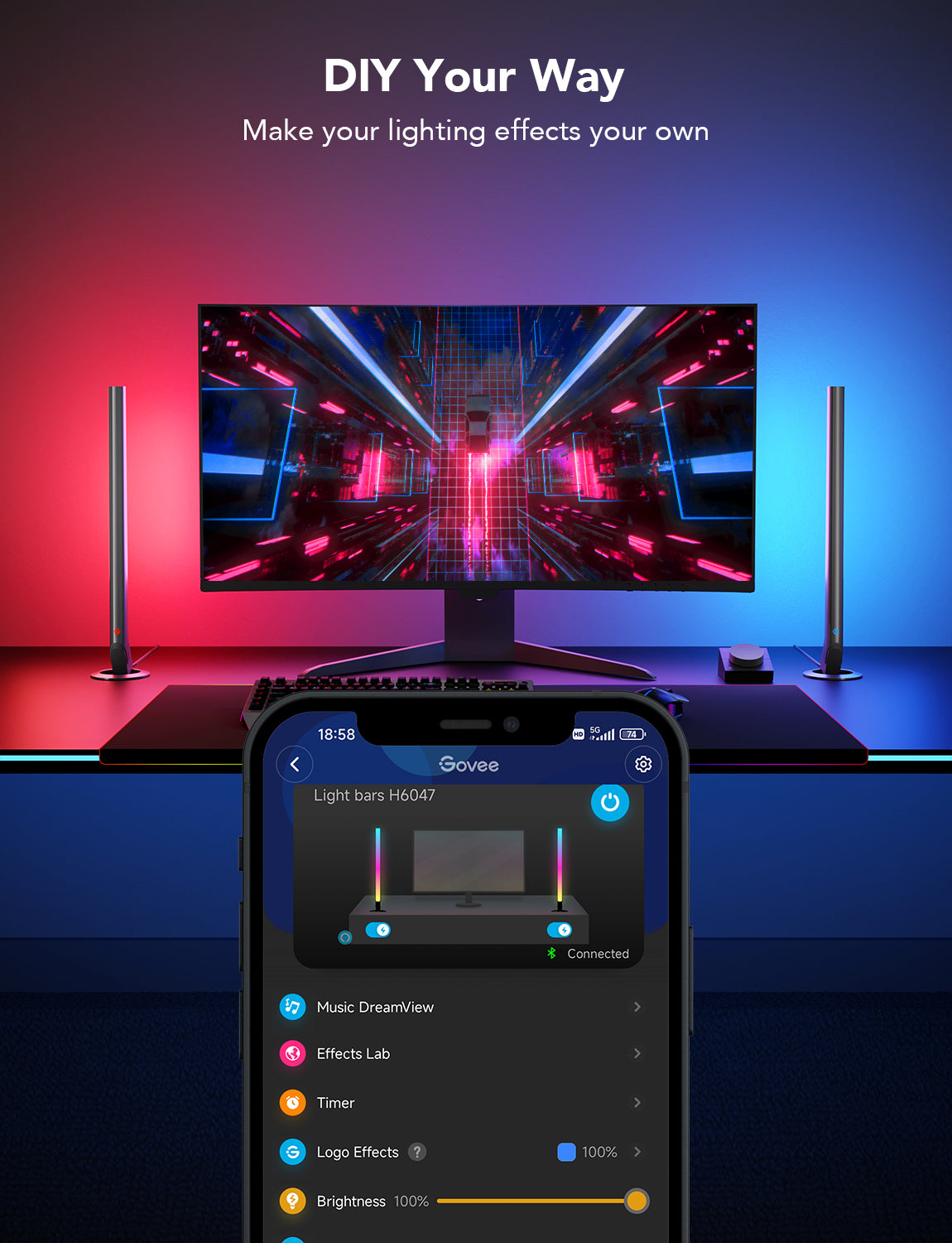 Govee RGBIC Gaming Light Bars — Evangelion-Inspired Neon Battle Zone