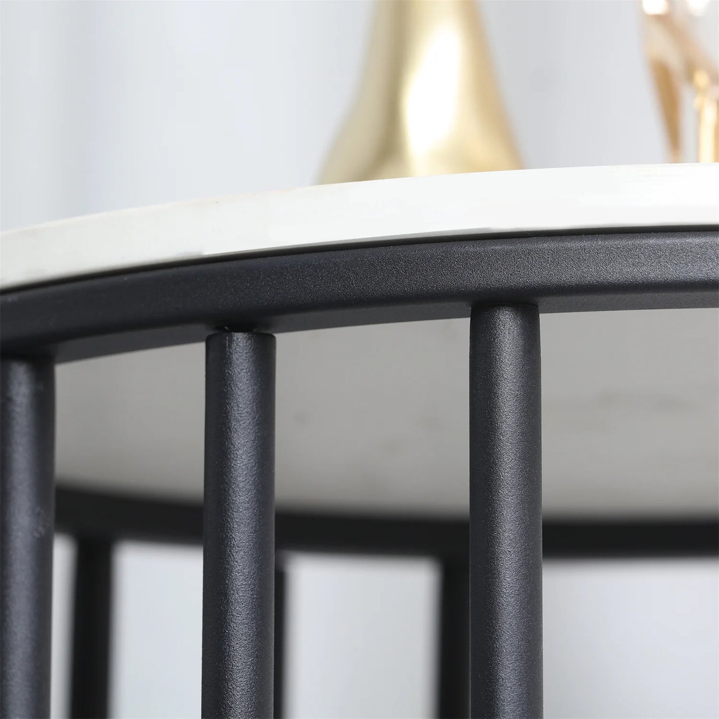 Sleek Tall Frame End Table with Sintered Stone Top - Stylish Nightstand and Storage Solution
