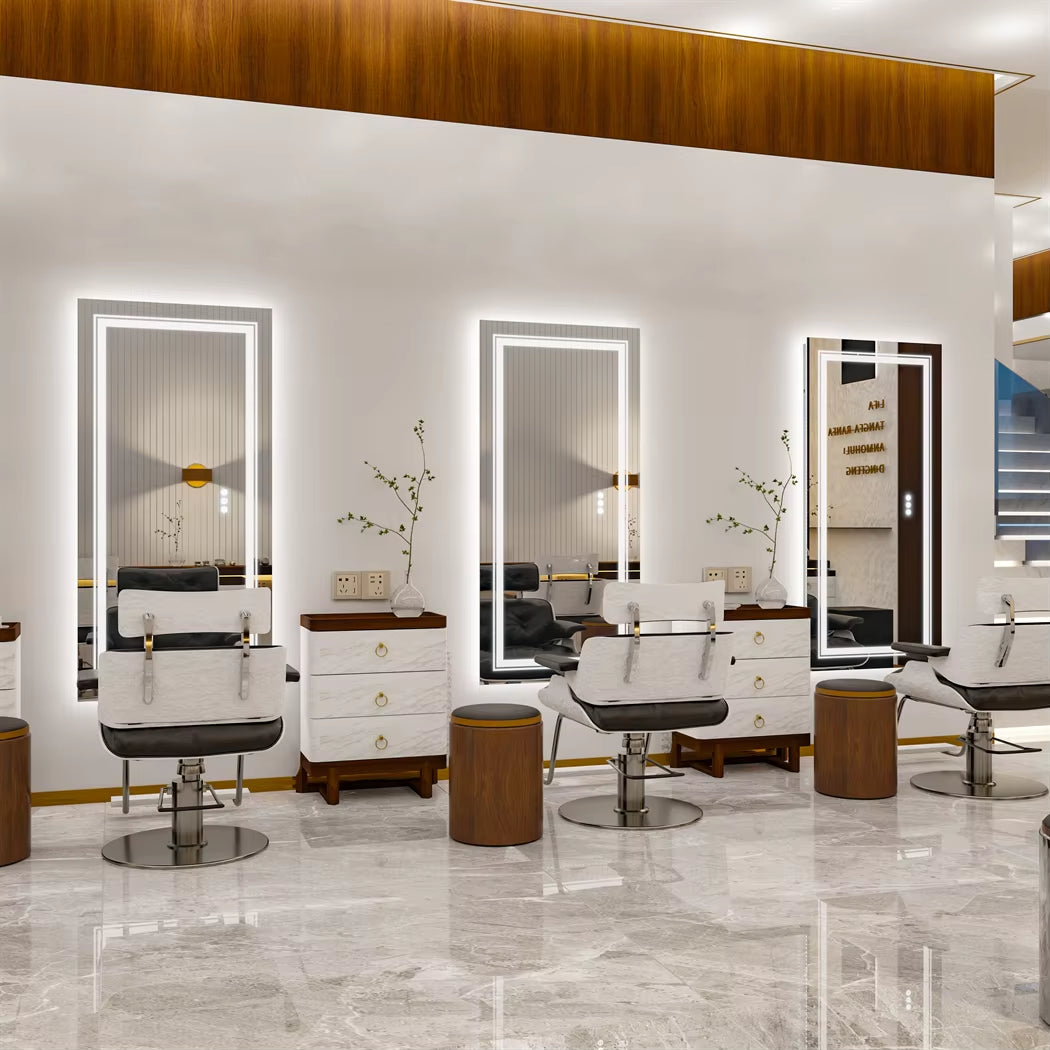 Large Illuminated Full-Length Dressing Mirror with Double Sink Design and Three Color Lighting Options