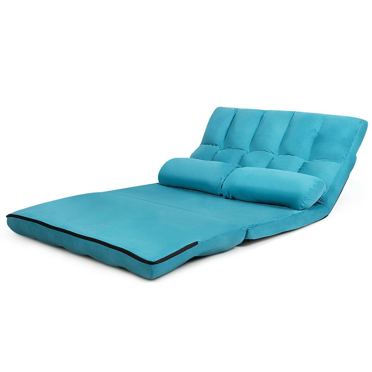 2 in 1 Folding Floor Lazy Sofa Bed with 6 Adjustable Seat Positions and 2 Pillows