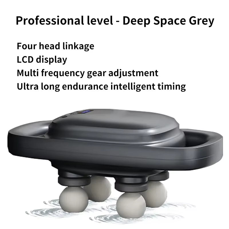 Ultimate 4-Head Wireless Handheld Fascia Massager for Instant Muscle Relief and Dynamic Therapy