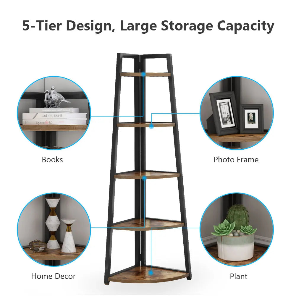 Bookcase Corner Book Shelf Rack Wood Bookshelf Storage Shelves