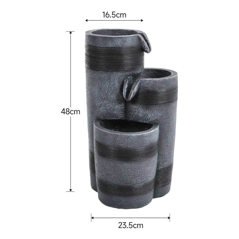 Outdoor Solar-Powered Water Fountain Rockery Decor - 23.5 cm W x 48 cm H