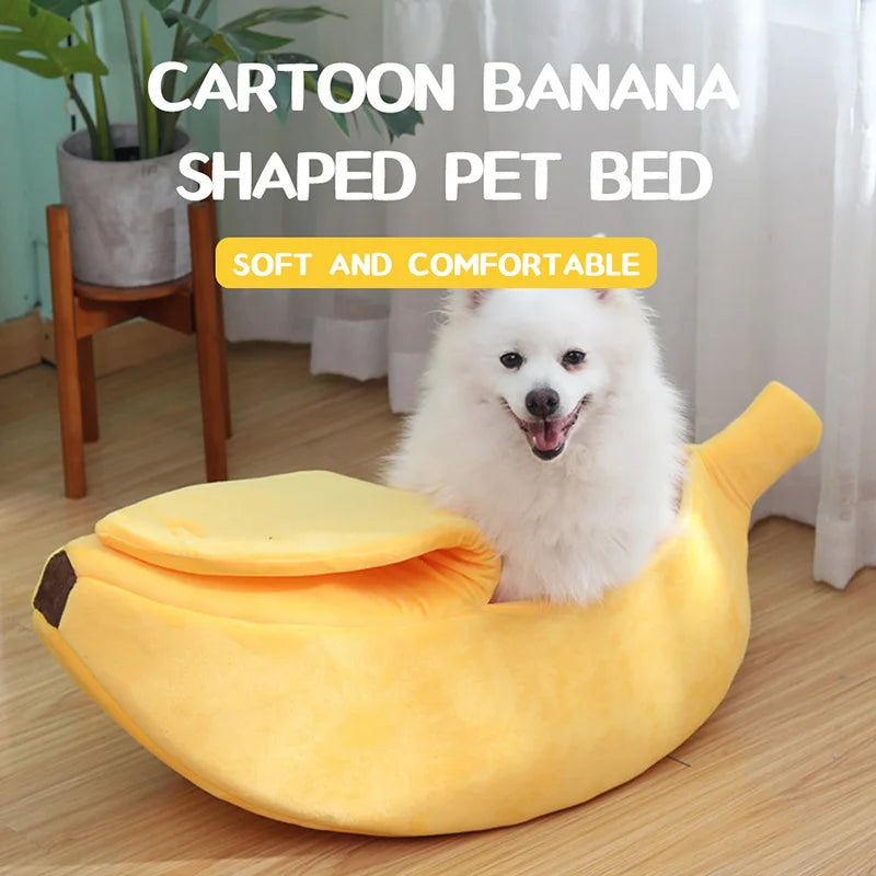 Cozy Banana Cat Bed House - Durable and Portable Pet Basket for Cats and Small Dogs, Multicolor
