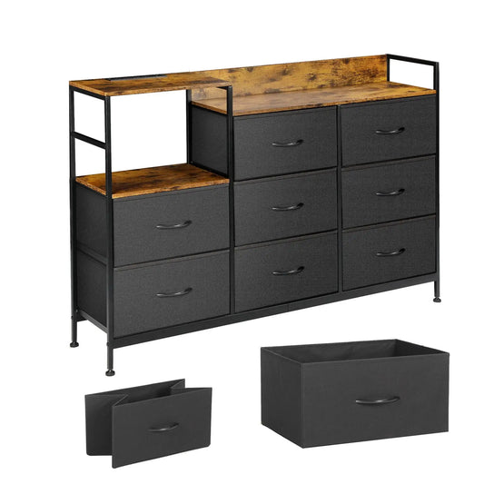 Brown Multi-Purpose Organizer Storage Cabinet with 8 Fabric Drawers & Open Shelf