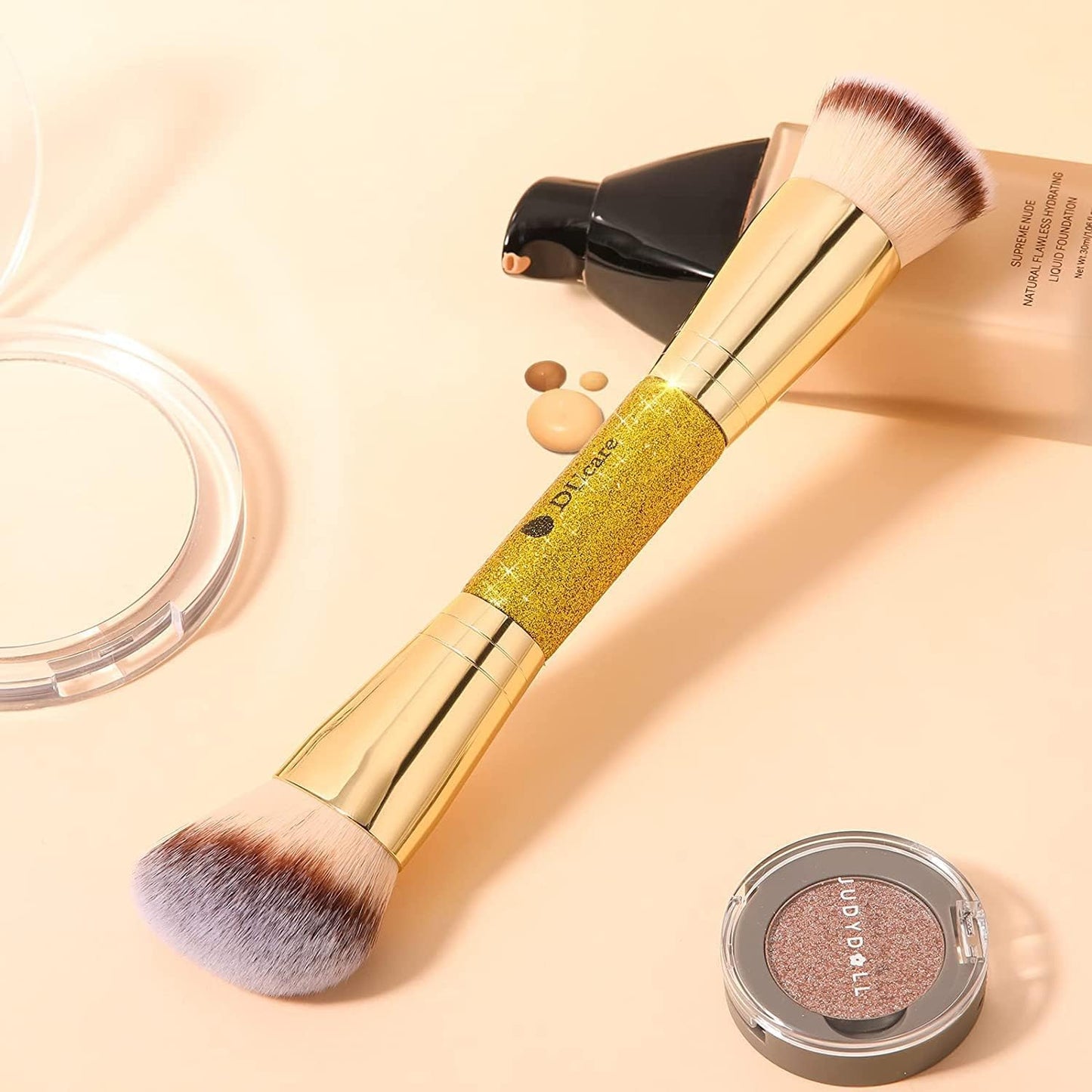 2-in-1 Foundation Contour Brush Set - Double Ended Makeup Brushes for Effortless Blending of Liquid, Powder, and Cream Cosmetics