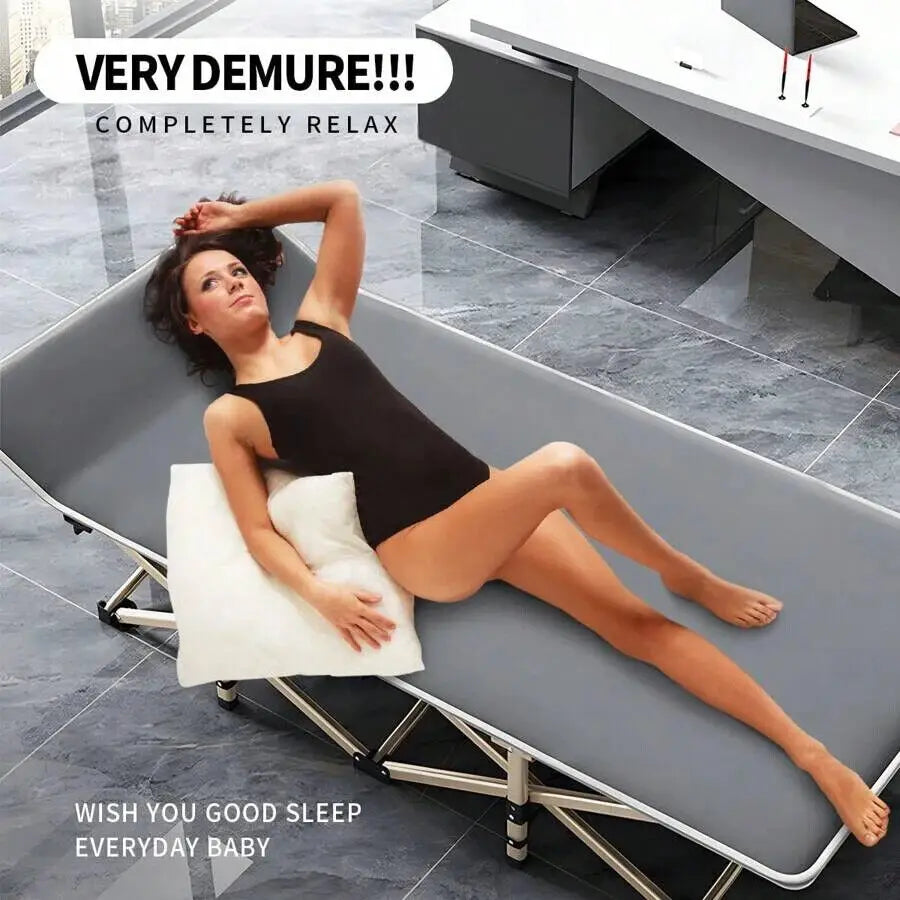 Heavy Duty Single Folding Camping Bed with Bag Lightweight