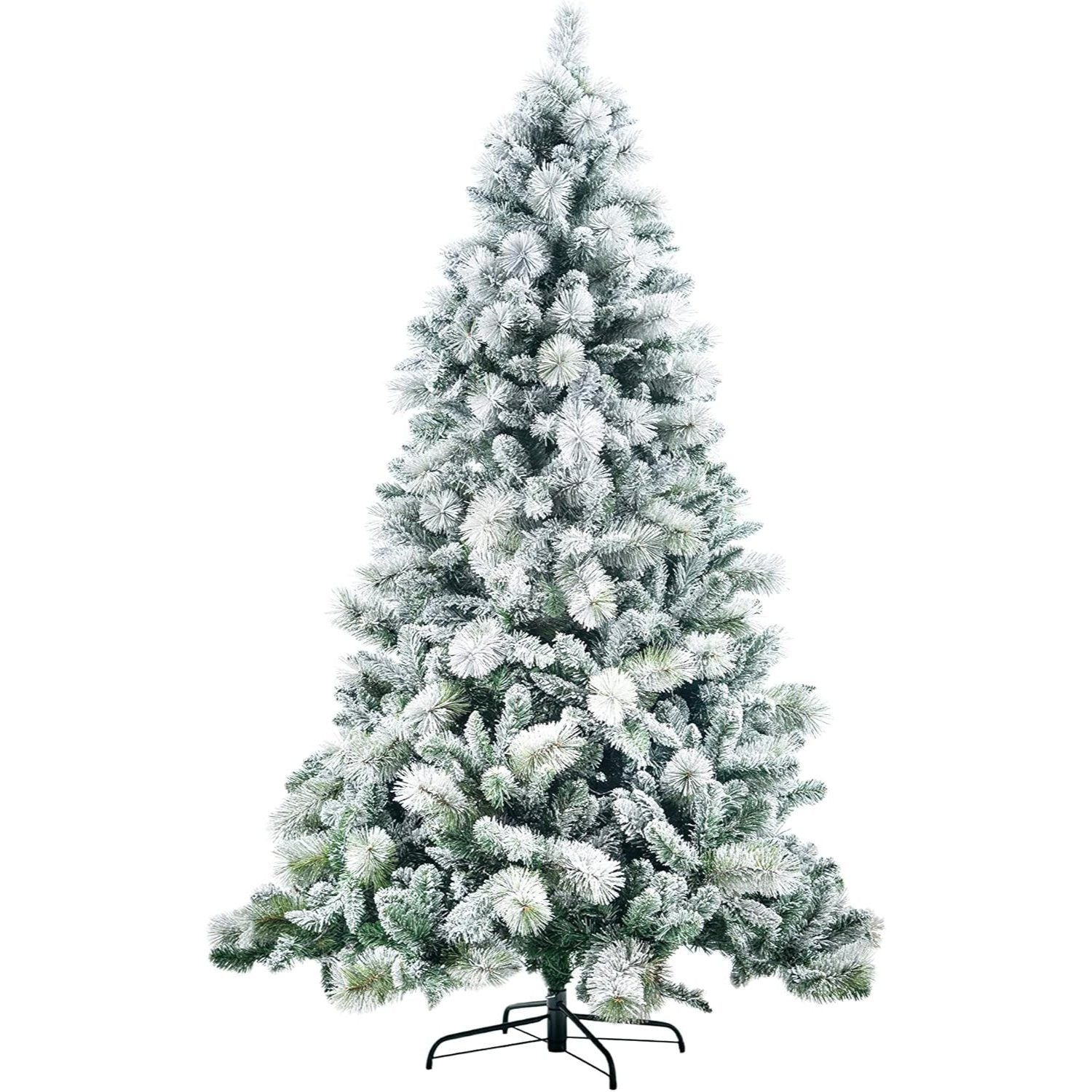 4FT-8FT Christmas Tree Green Artificial Plain Frosted Snowy Boulder Pine Helsinki Fir Tips Bushy Holiday Elegant Home Xmas Festive Decorations