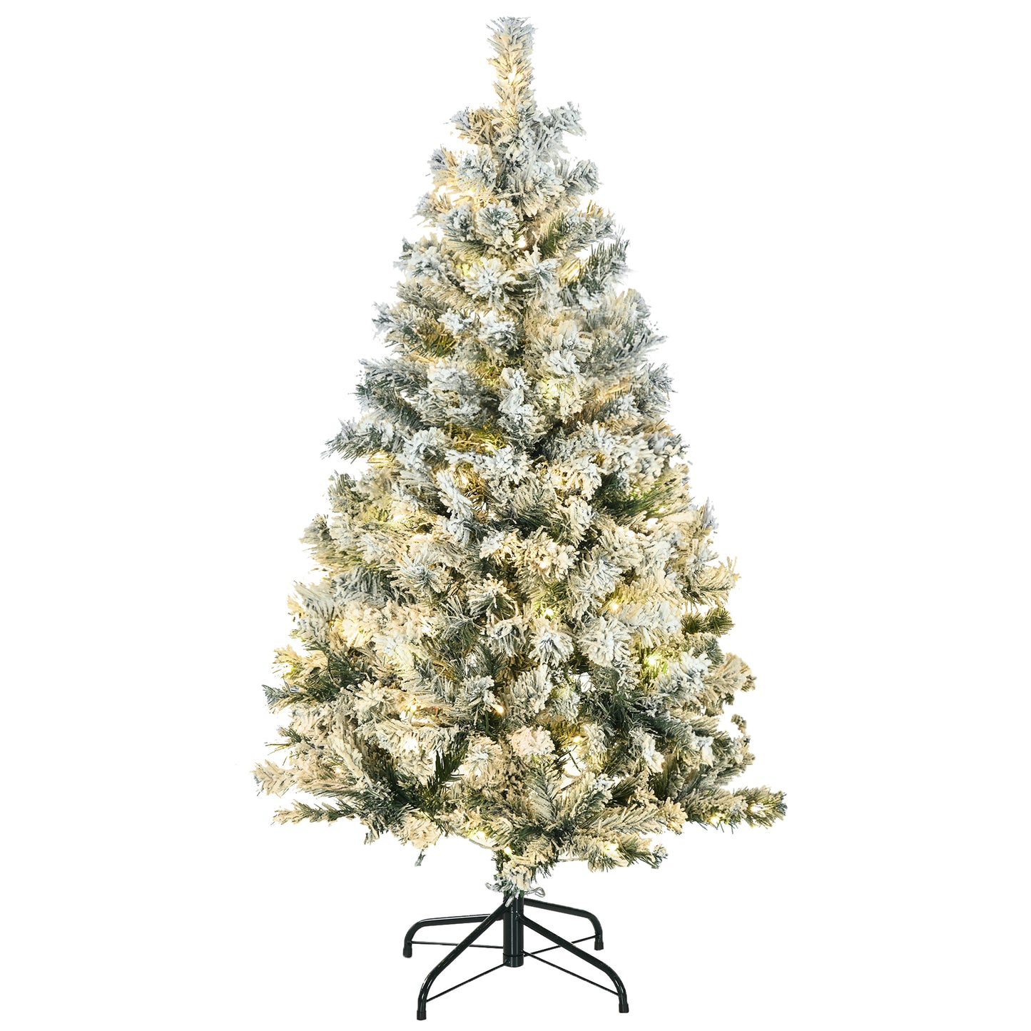 HOMCOM 4.5ft Snow-Flocked LED Christmas Tree with Auto-Open & 311 Tips