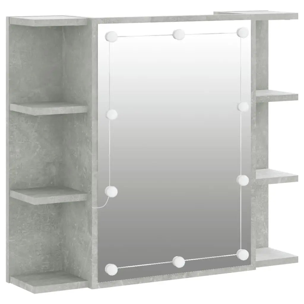 Stylish Concrete Grey LED Mirror Cabinet - 70x16.5x60 cm Perfect for Modern Storage Solutions
