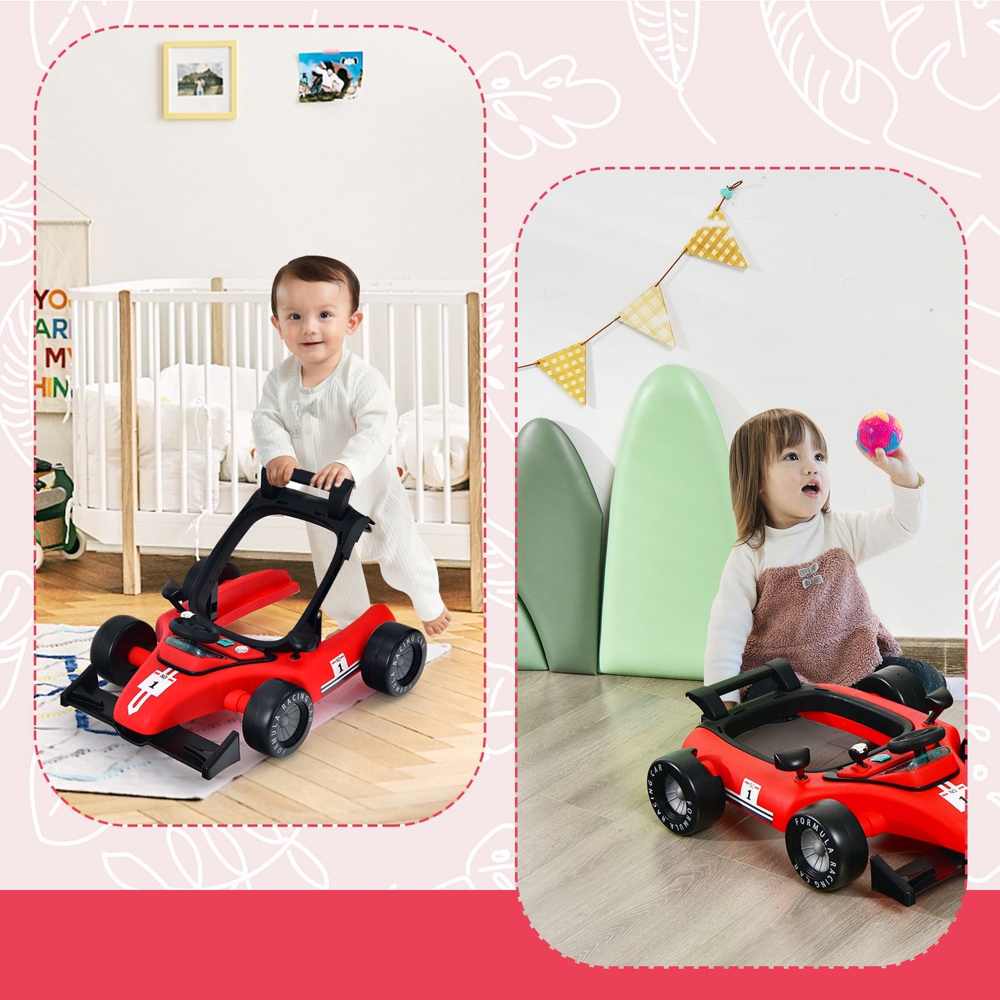 Versatile 4-In-1 Baby Push Walker - Adjustable Height & Speed for Growing Toddlers