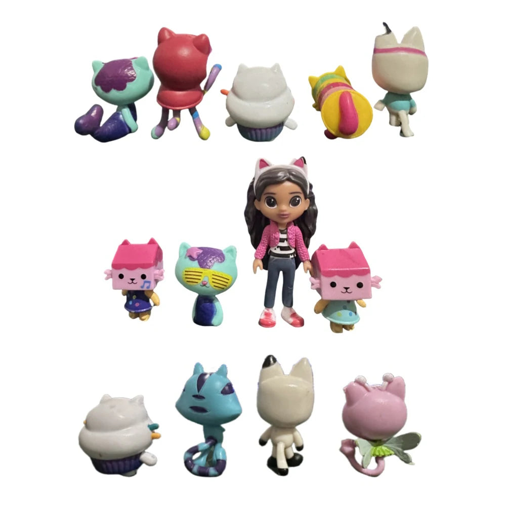 13-Piece Gabby Dollhouse Mercat Cartoon Set for Capsule Doll Machines - Smiling Car Hug Gaby Dolls Action Figures - Ideal Christmas Gifts for Kids