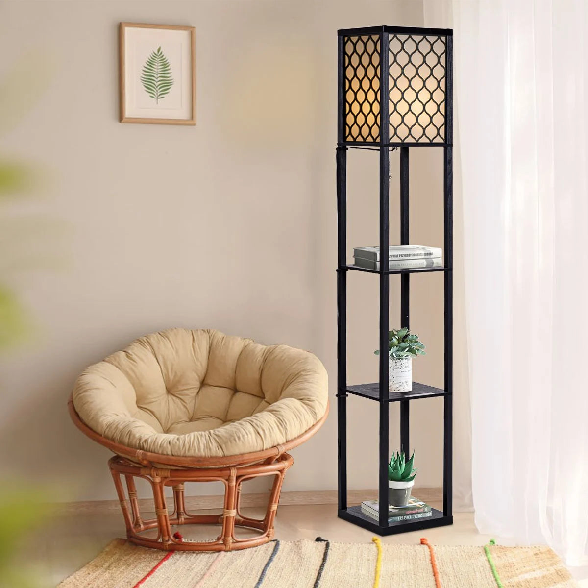 160 Cm Floor Lamp with 3-Tier Shelf for Room Decoration