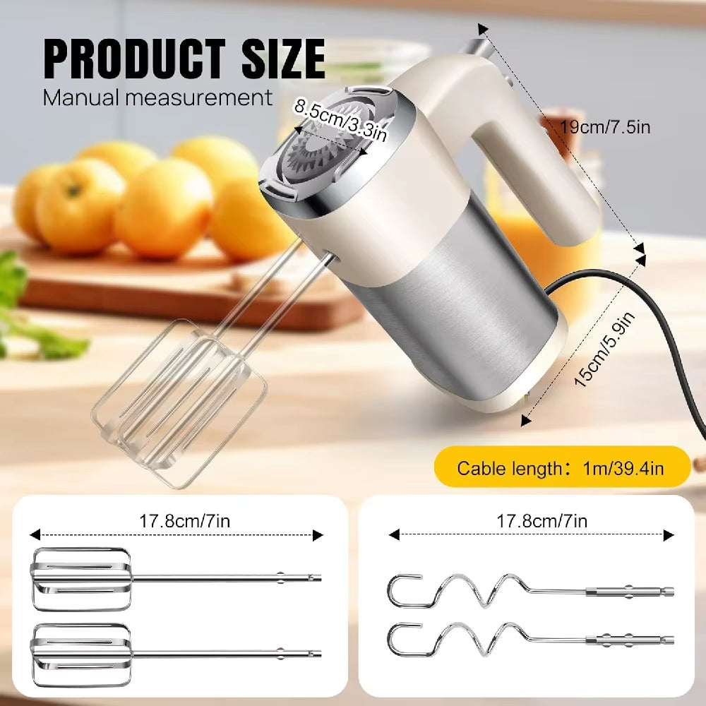 Powerful 2000W Electric Hand Mixer with Turbo Boost, 5 Speed Settings & Eject Button - Perfect for Whipping Dough, Cream, and Eggs!