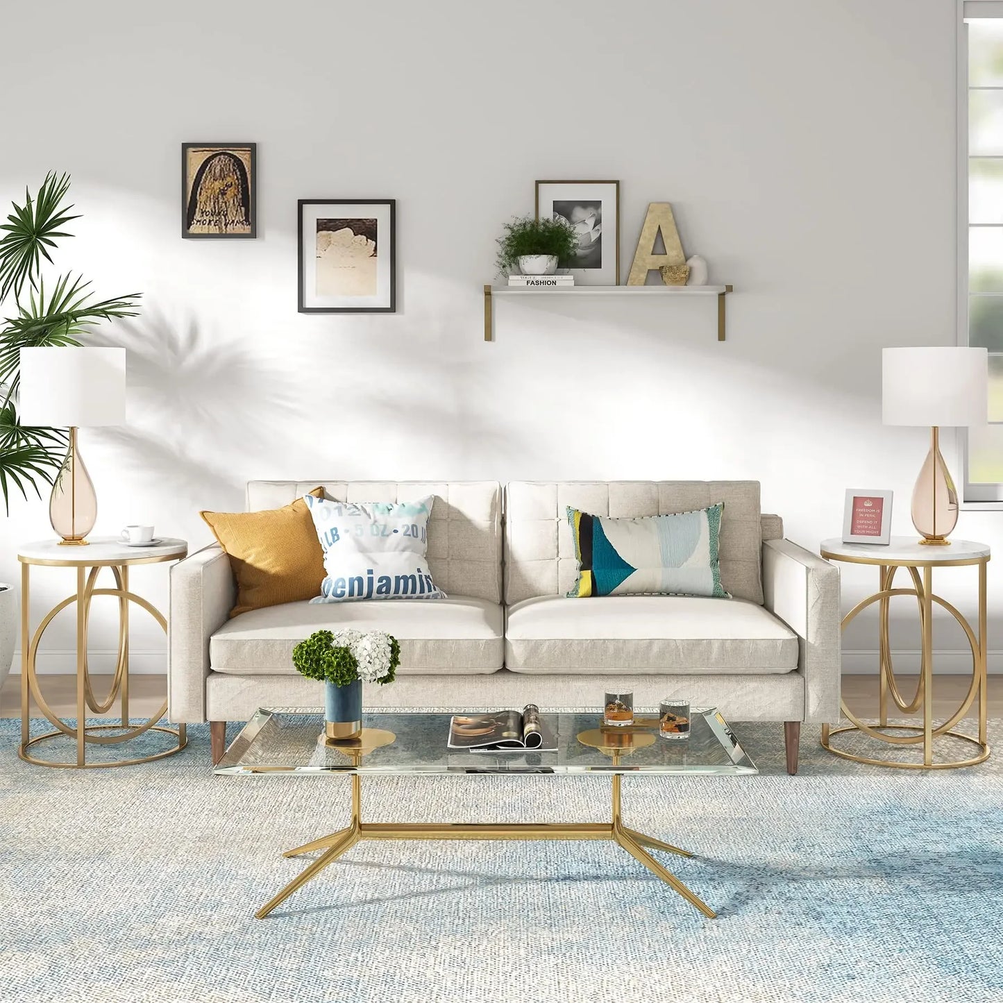 Round End Table, 20” Sofa Side Coffee Cocktail Table