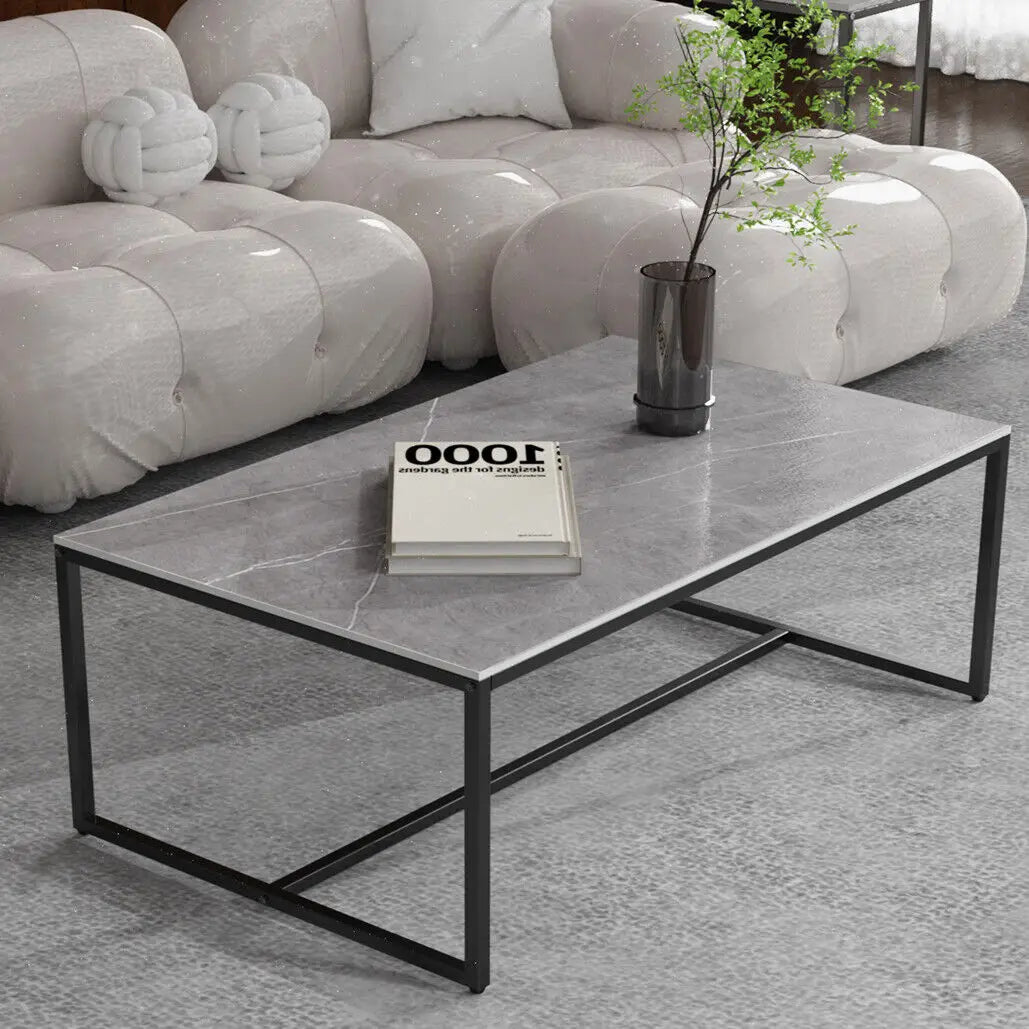 1M Long Rectangle Living Room Coffee Side Table with Marble Tabletop