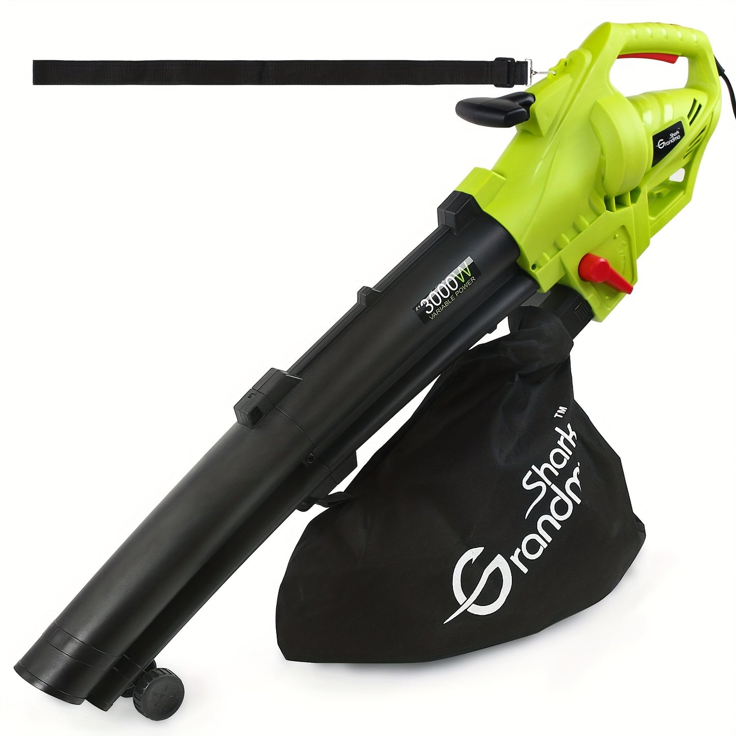 3000W 3-in-1 Leaf Blower & Vacuum Cleaner - Efficient Garden Leaf Collection with Large Storage Bag, Green