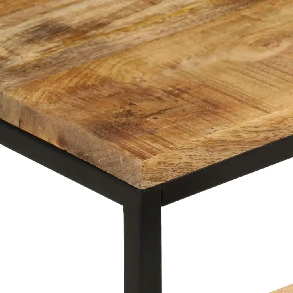 3-Piece Nesting Coffee Tables Set - Solid Rough Mango Wood & Durable Iron Frame