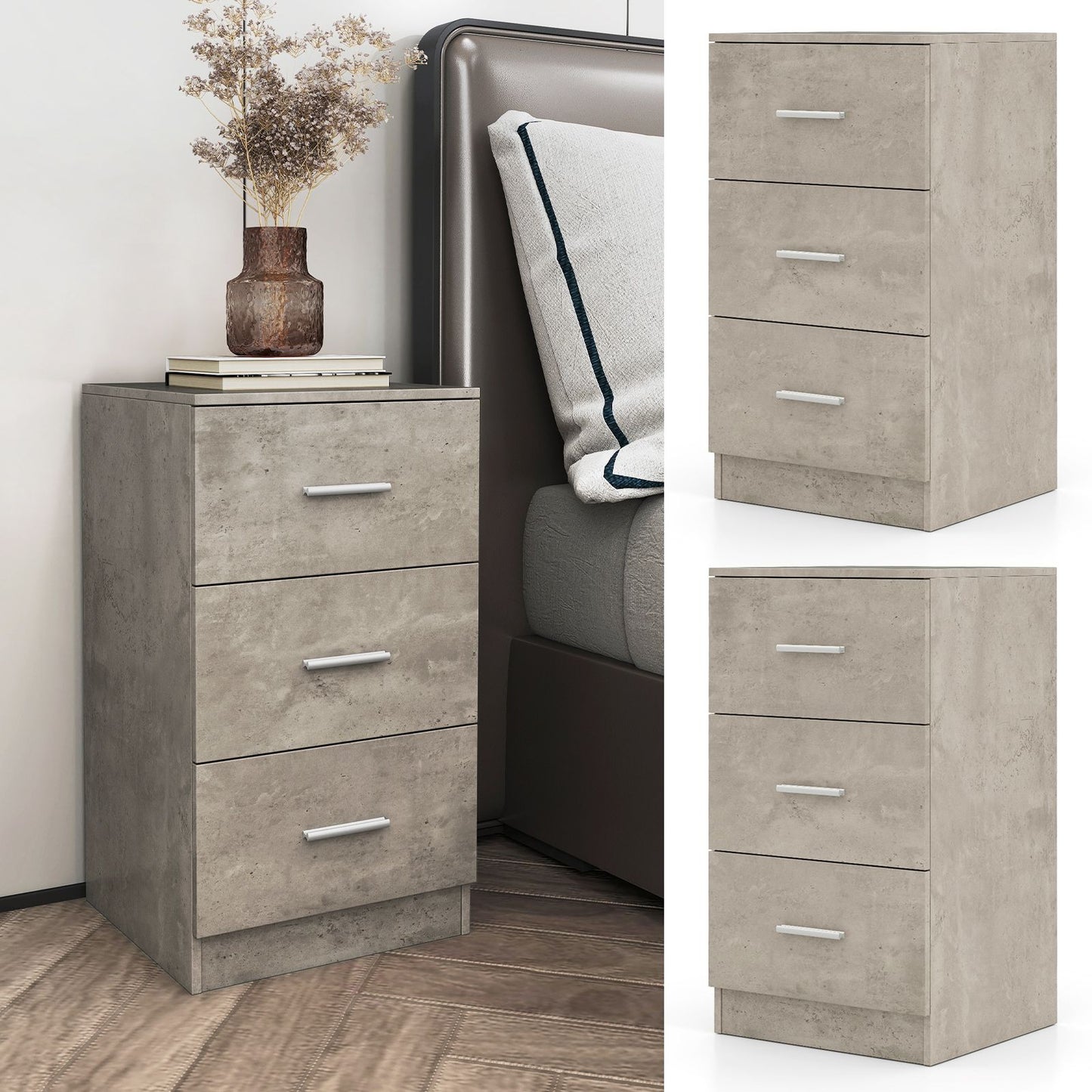 3-Drawer Wooden Dresser Cabinet with Anti-Toppling Device