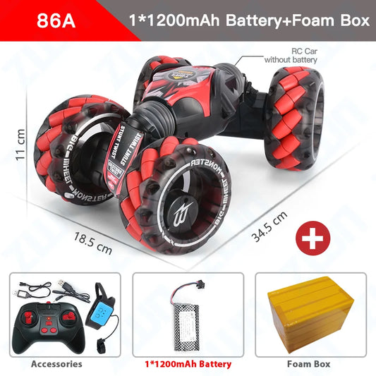 1:12 Scale 4WD RC Gesture Control Off-Road Stunt Car with Music & Lights - Perfect Gift for Boys!