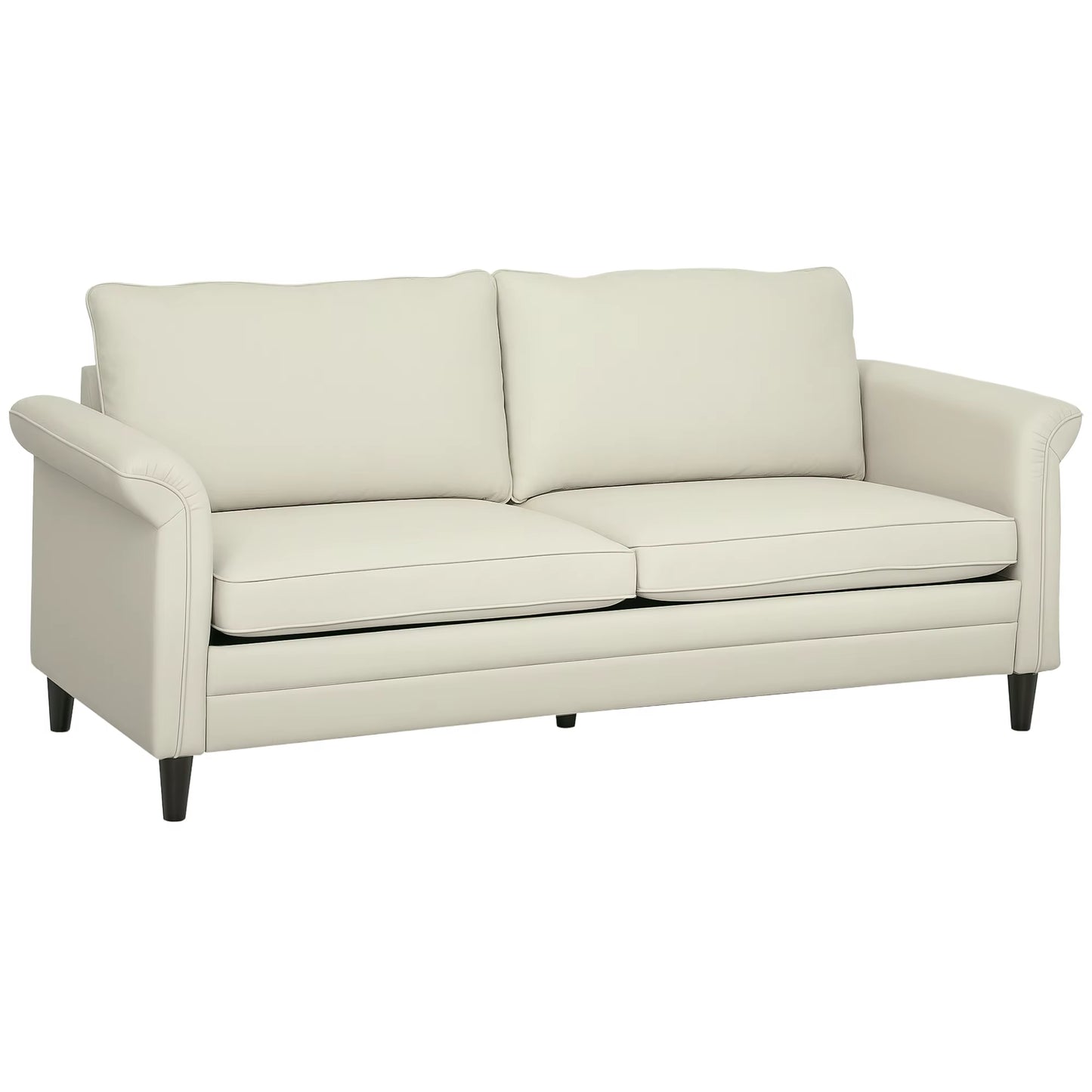 Modern 3 Seater Sofa for Living Room, Fabric Couch Settee, Cream