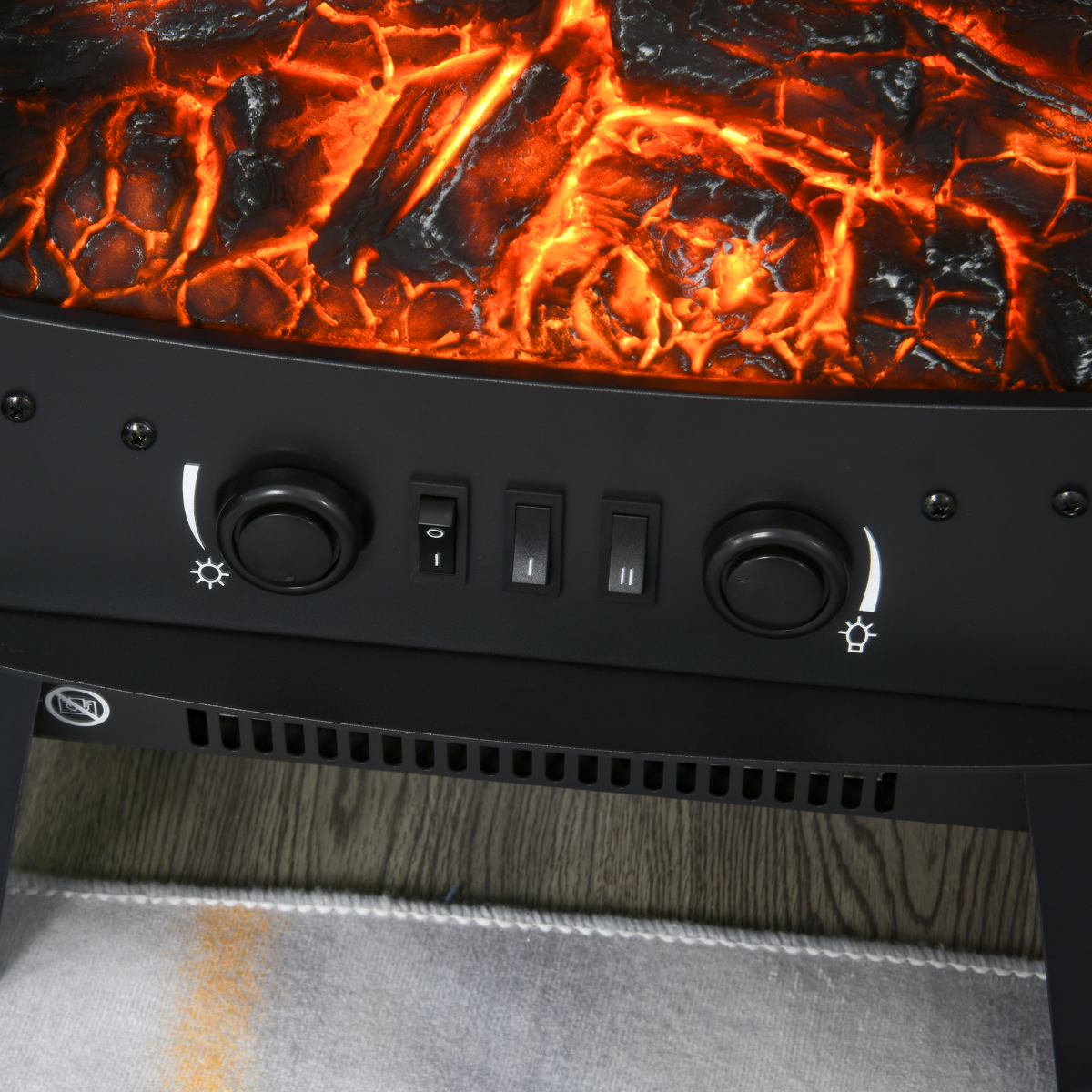 Cozy Retro Electric Fireplace Heater - 1800W Tempered Glass, Stylish & Safe