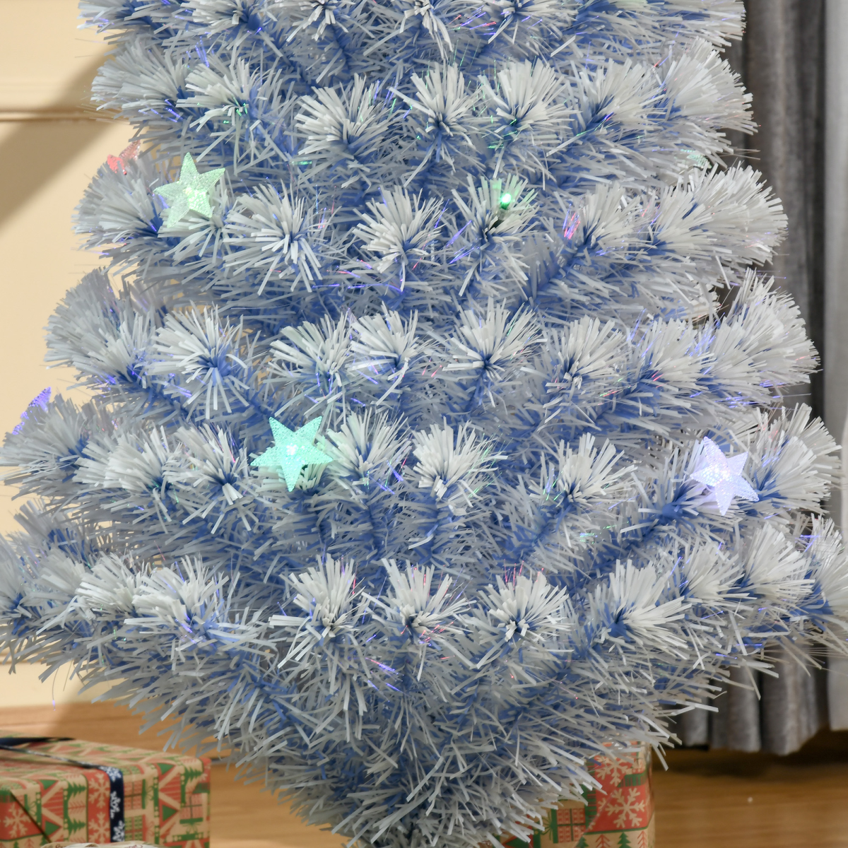 5FT White-Blue LED Artificial Fibre Christmas Tree, 21 LEDs, Easy Store