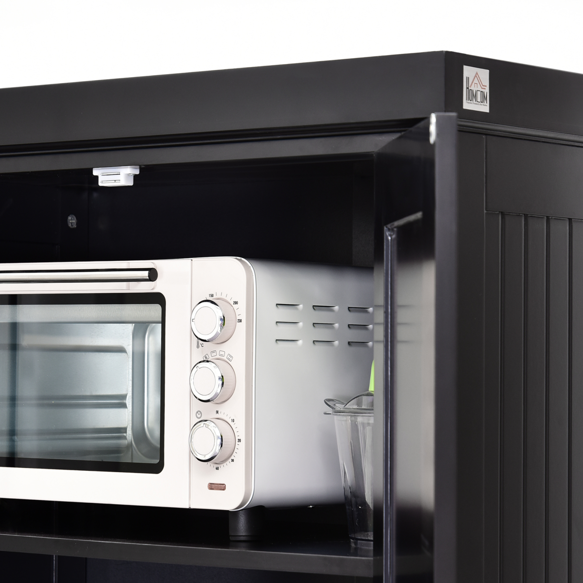 Stylish Black Freestanding Kitchen Storage Cabinet with Drawers & Shelves