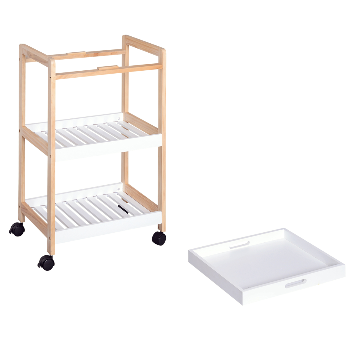 Versatile Bamboo & MDF Kitchen Trolley - 3-Tier Mobile Serving Solution