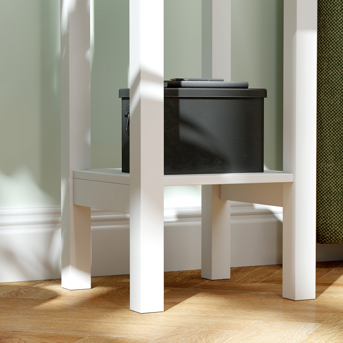 Elegant Floral Cut-Out Bedside Table Set with Drawer & Storage - White
