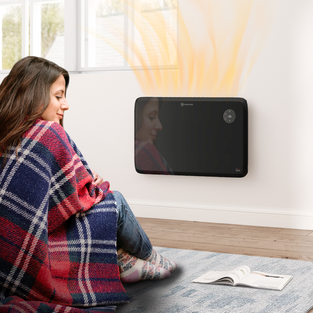 Slim Electric Heater: Quiet, Stylish, and Adjustable Warmth with Remote