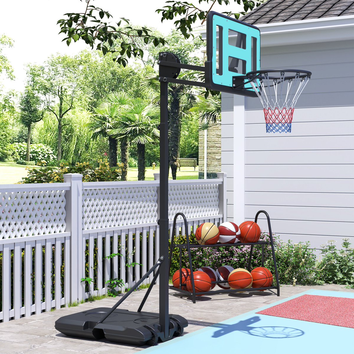 PORTABLE SPORTNOW Adjustable Basketball Hoop: Height 146-236cm with Wheels