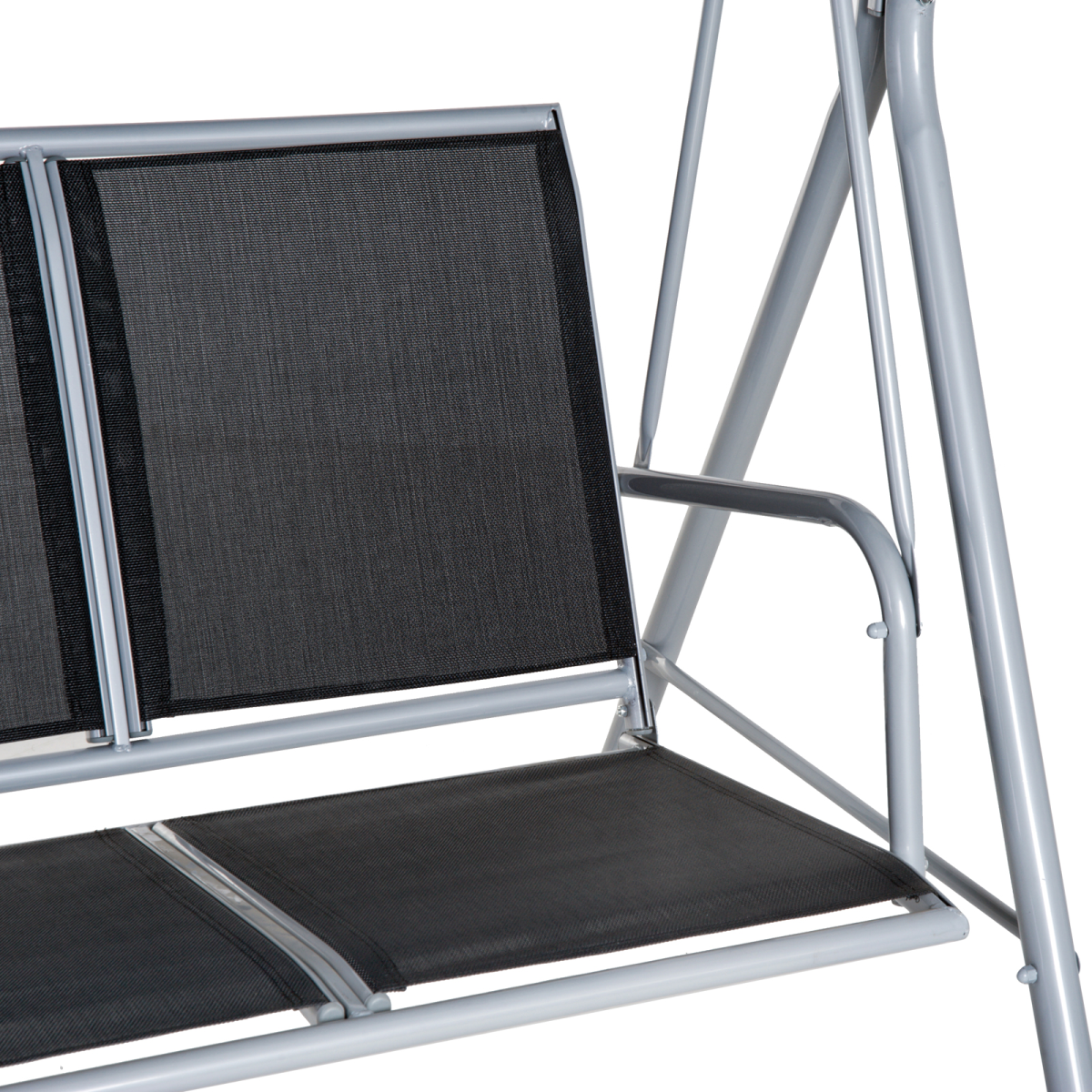 Black Outdoor 3-Seater Swing Chair - Weatherproof Patio Comfort