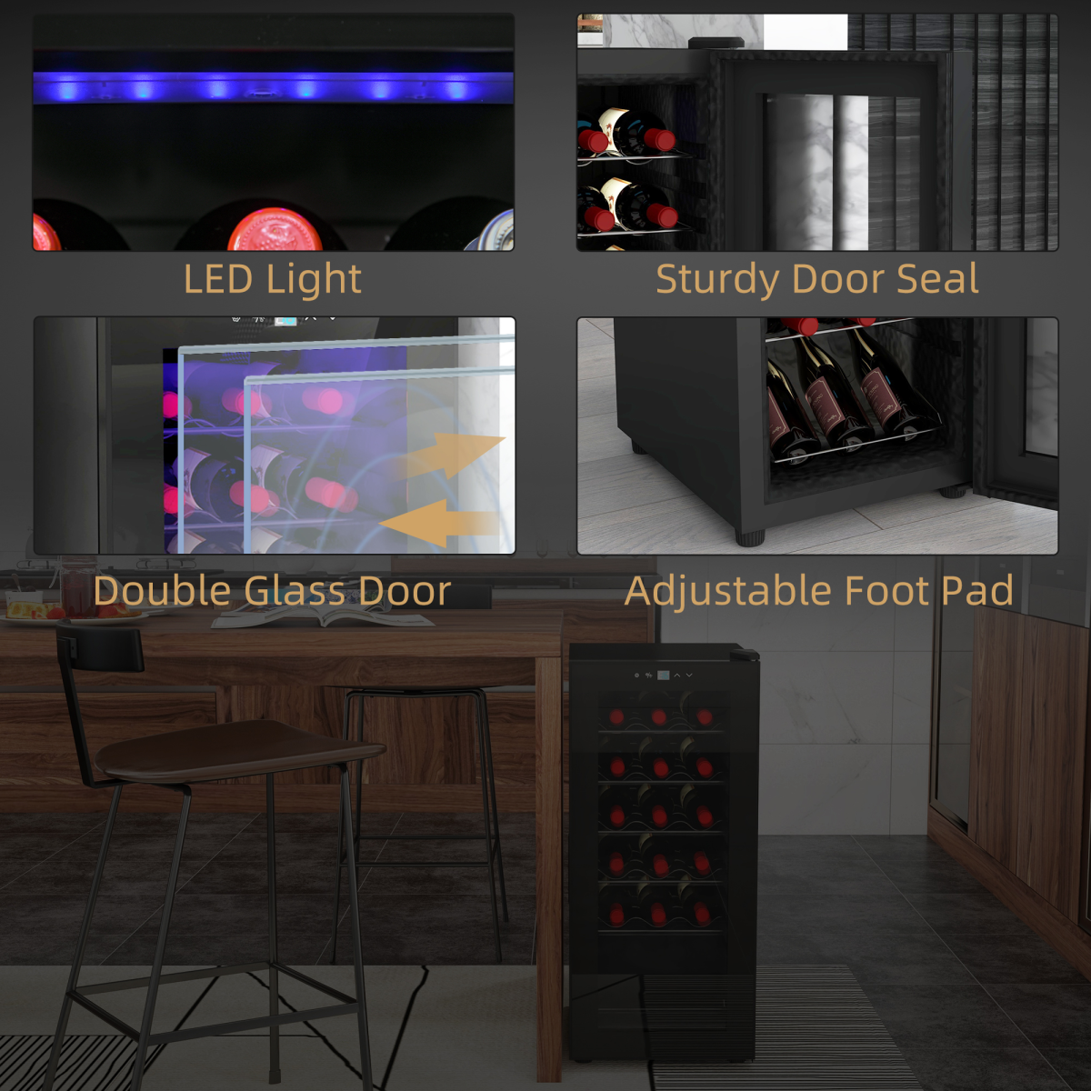 50L Wine Cooler Fridge – 18-Bottle Capacity & LED Glass Door Elegance