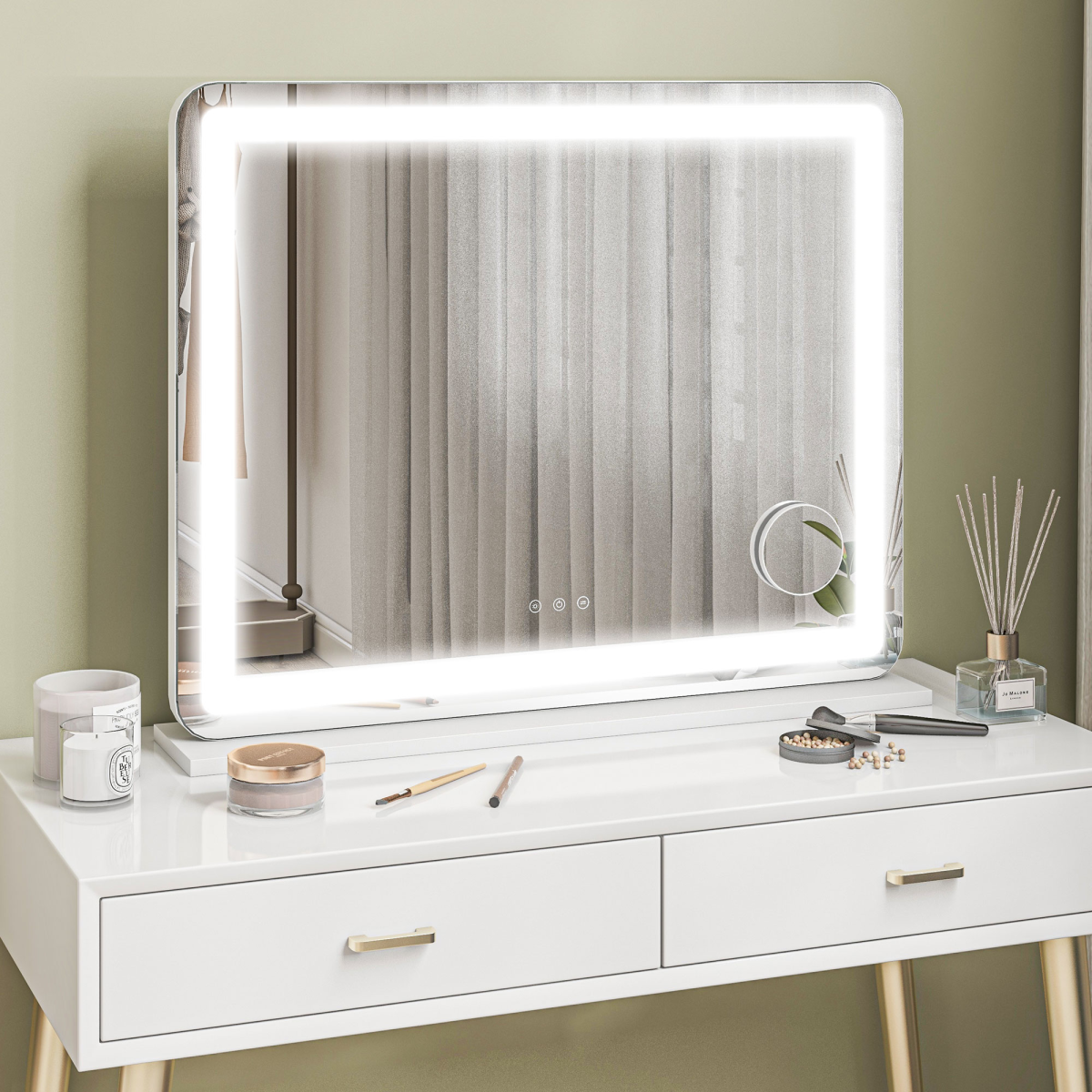 Illuminate Your Beauty: LED Vanity Mirror with 10X Magnification & USB