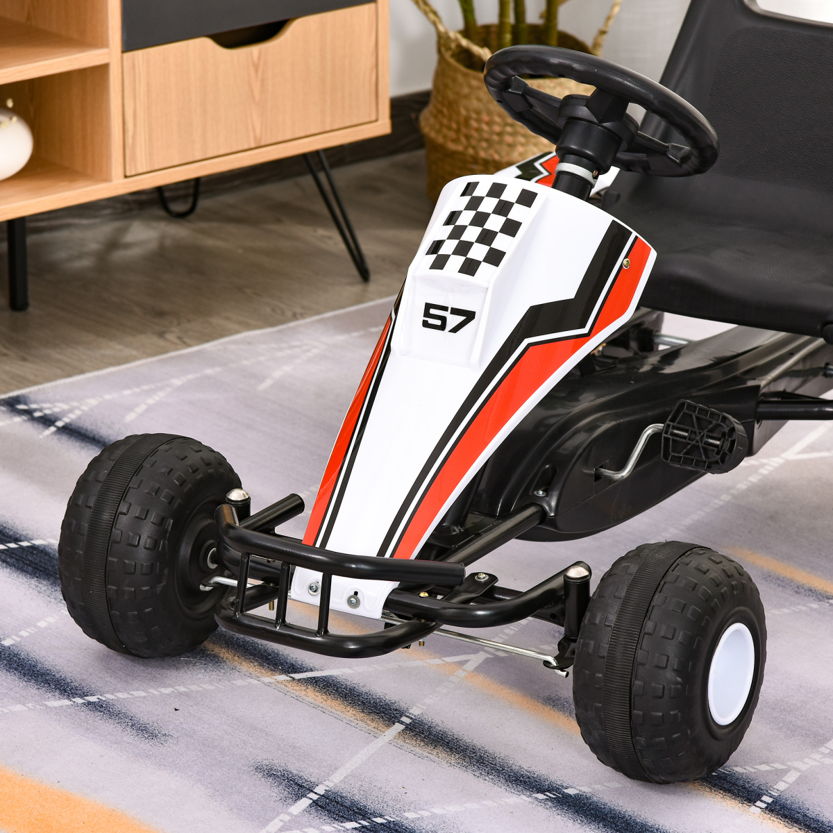 Kids' Racing Pedal Go-Kart with Steering Wheel, Gears & Brakes