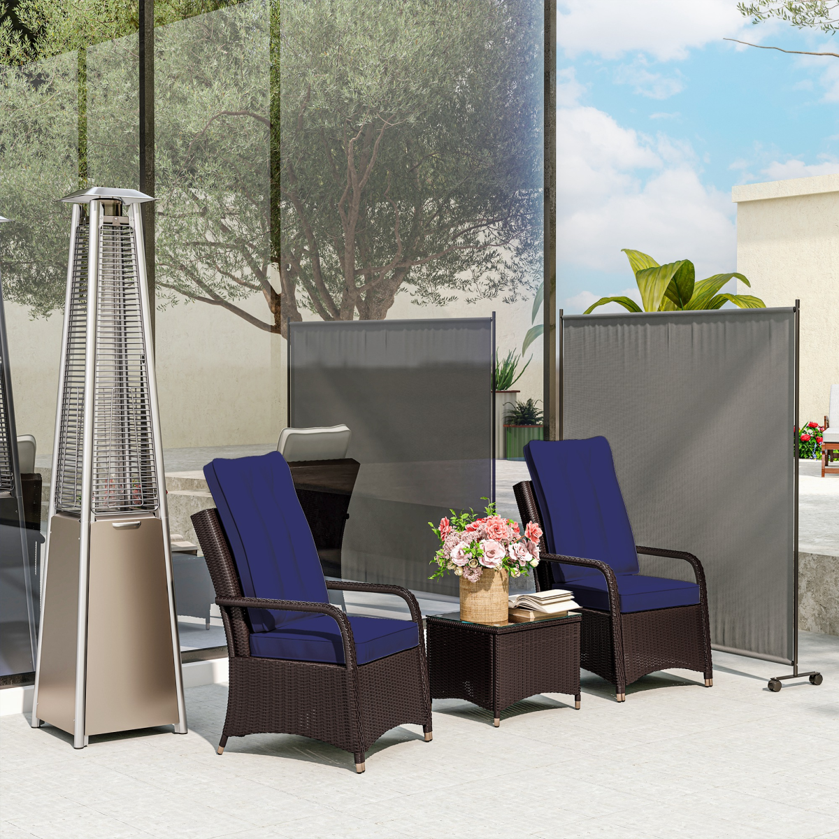 10.5kW Pyramid Patio Gas Heater with Cover - Safe & Portable