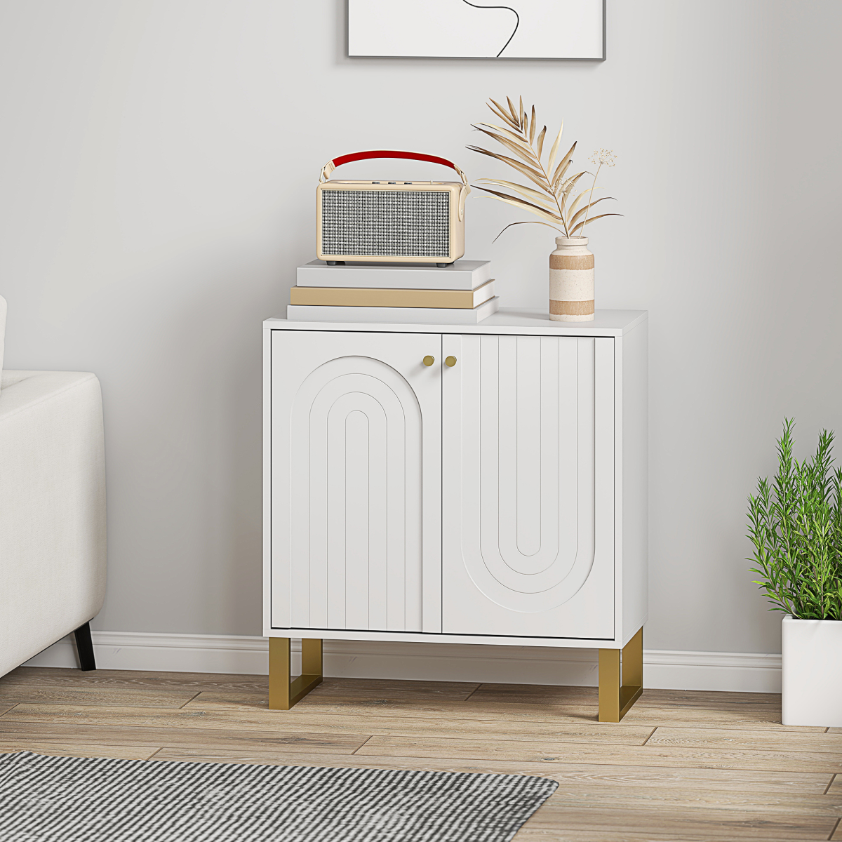 Elegant Sideboard with Adjustable Shelves & Stylish Arched Doors