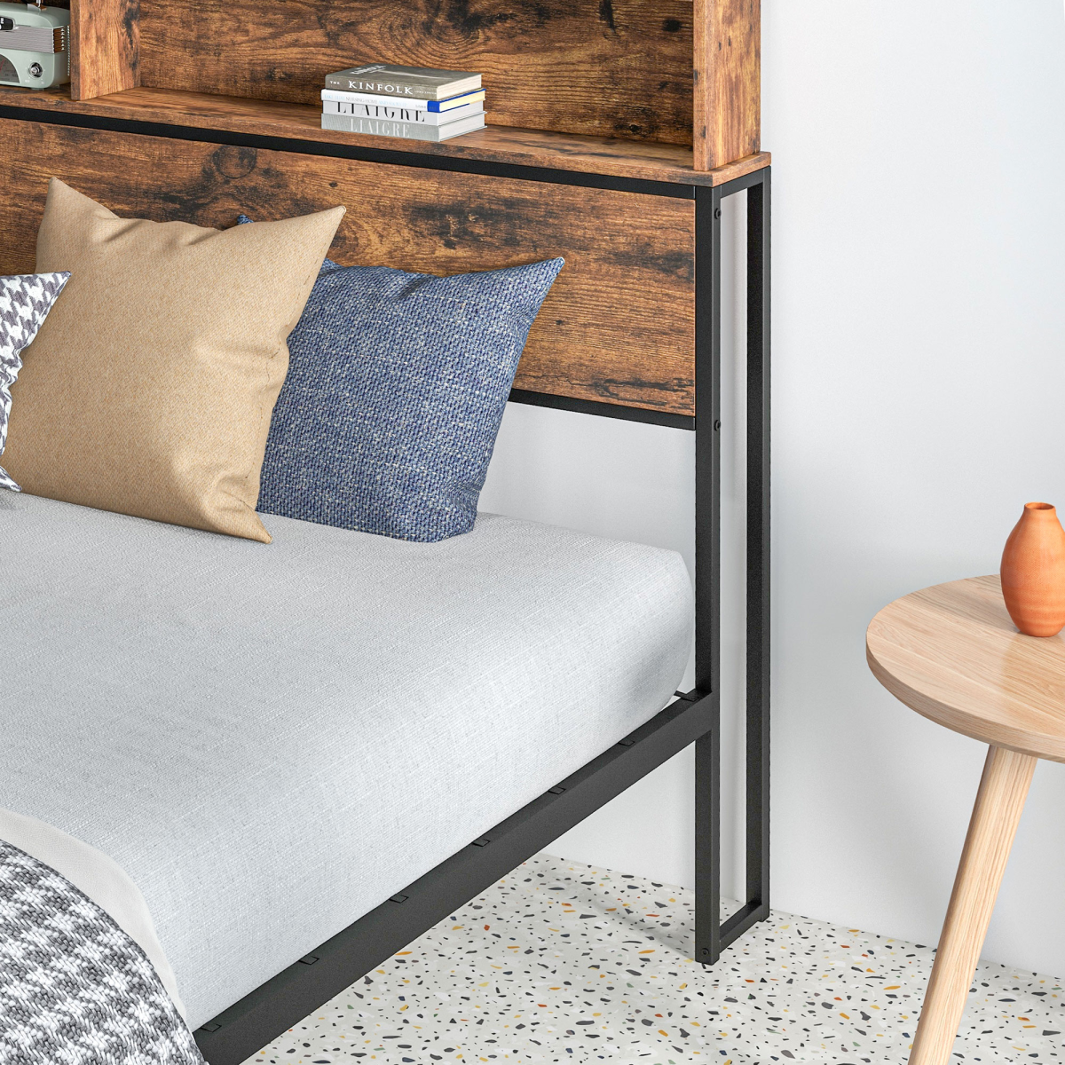 5.2ft King Bed Frame with Storage Headboard and Underbed Storage