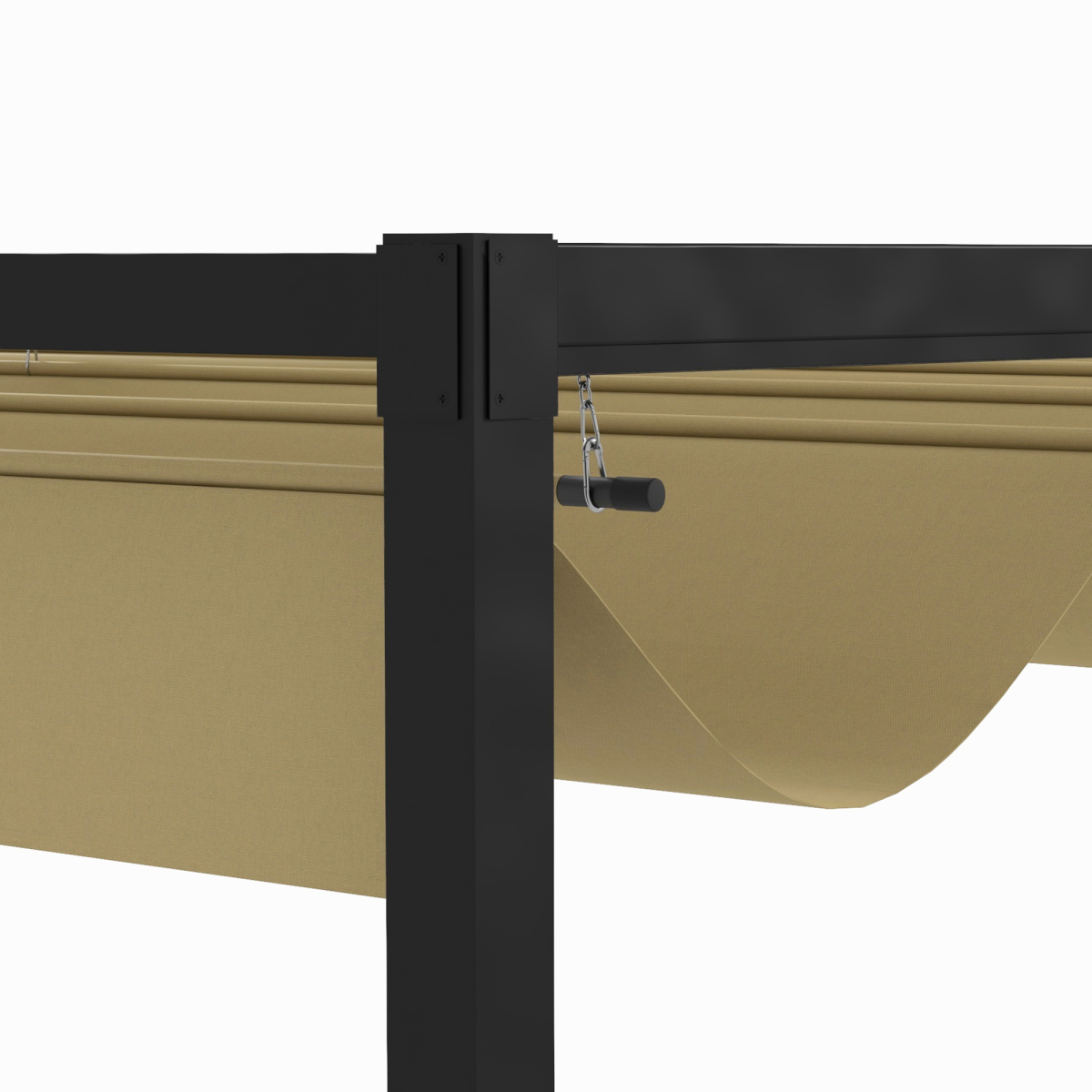 4x3m Metal Pergola Gazebo with Retractable Canopy Khaki