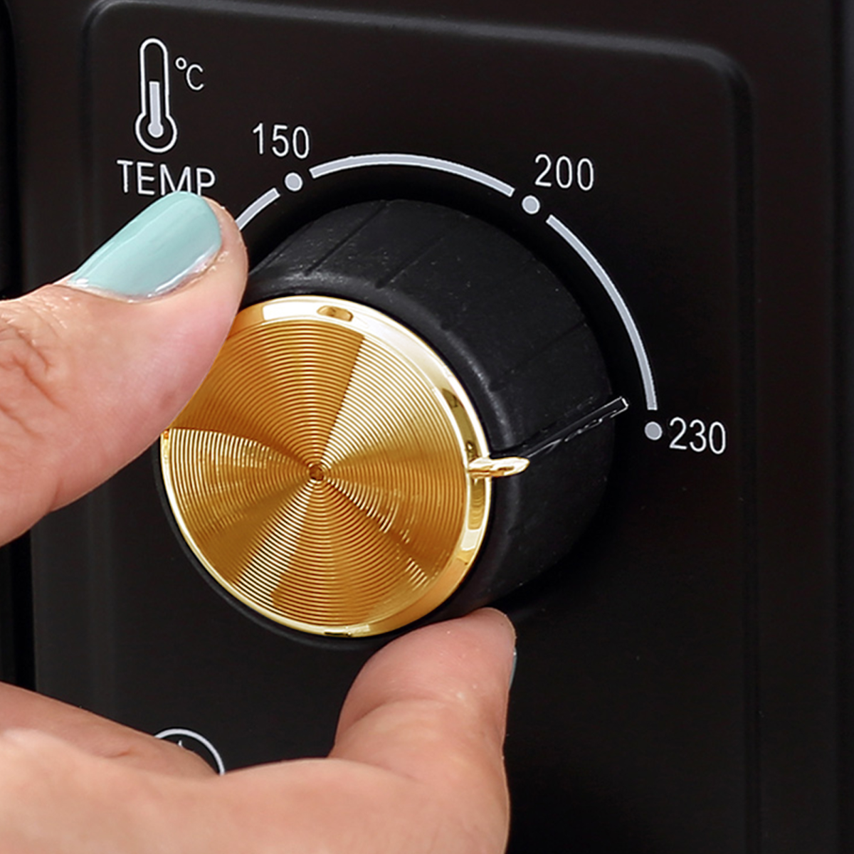 16L Mini Countertop Oven: Adjustable Temp & Timer, 1400W, Sleek Black