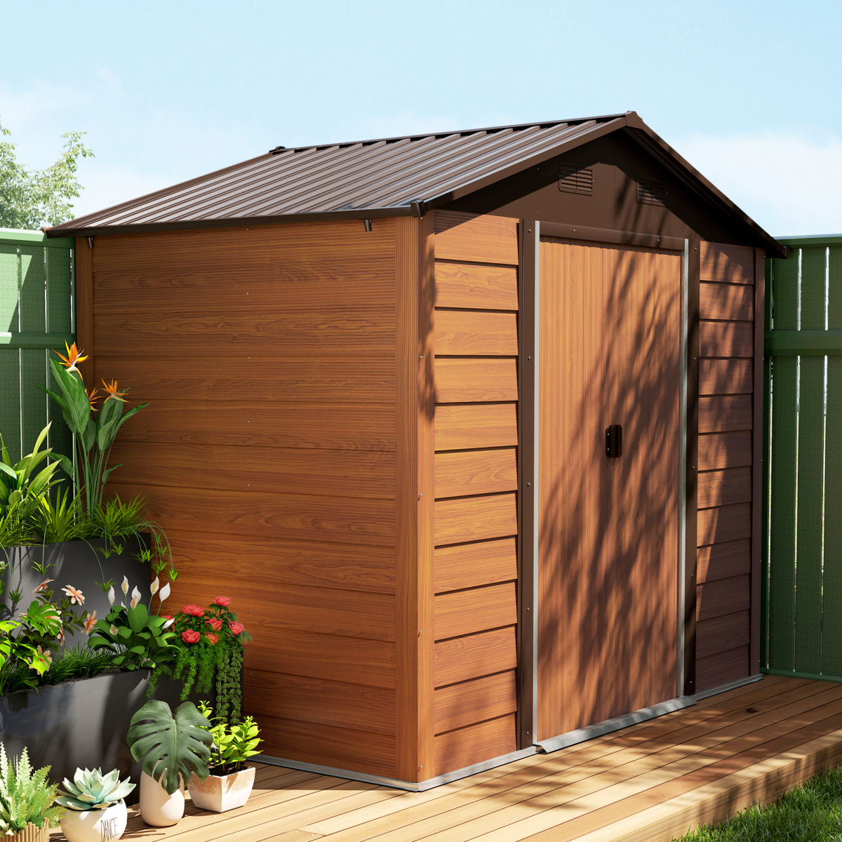 7.7x6.4ft Stylish Garden Shed with Sliding Door - Durable Storage Solution