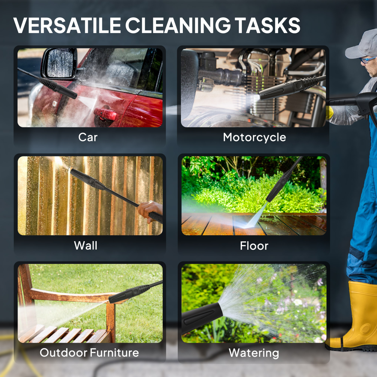 1600W Portable Pressure Washer - 130 Bar Power, 6m Hose, Ultimate Cleaning
