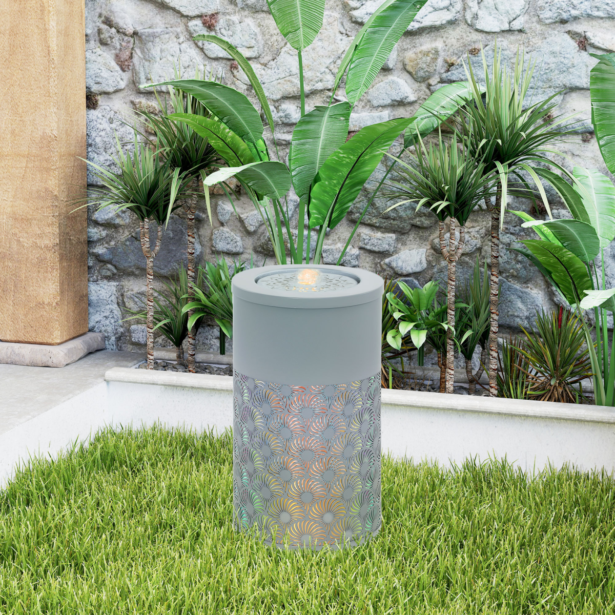 LED Illuminated Outdoor Waterfall Fountain – Serene Garden Oasis