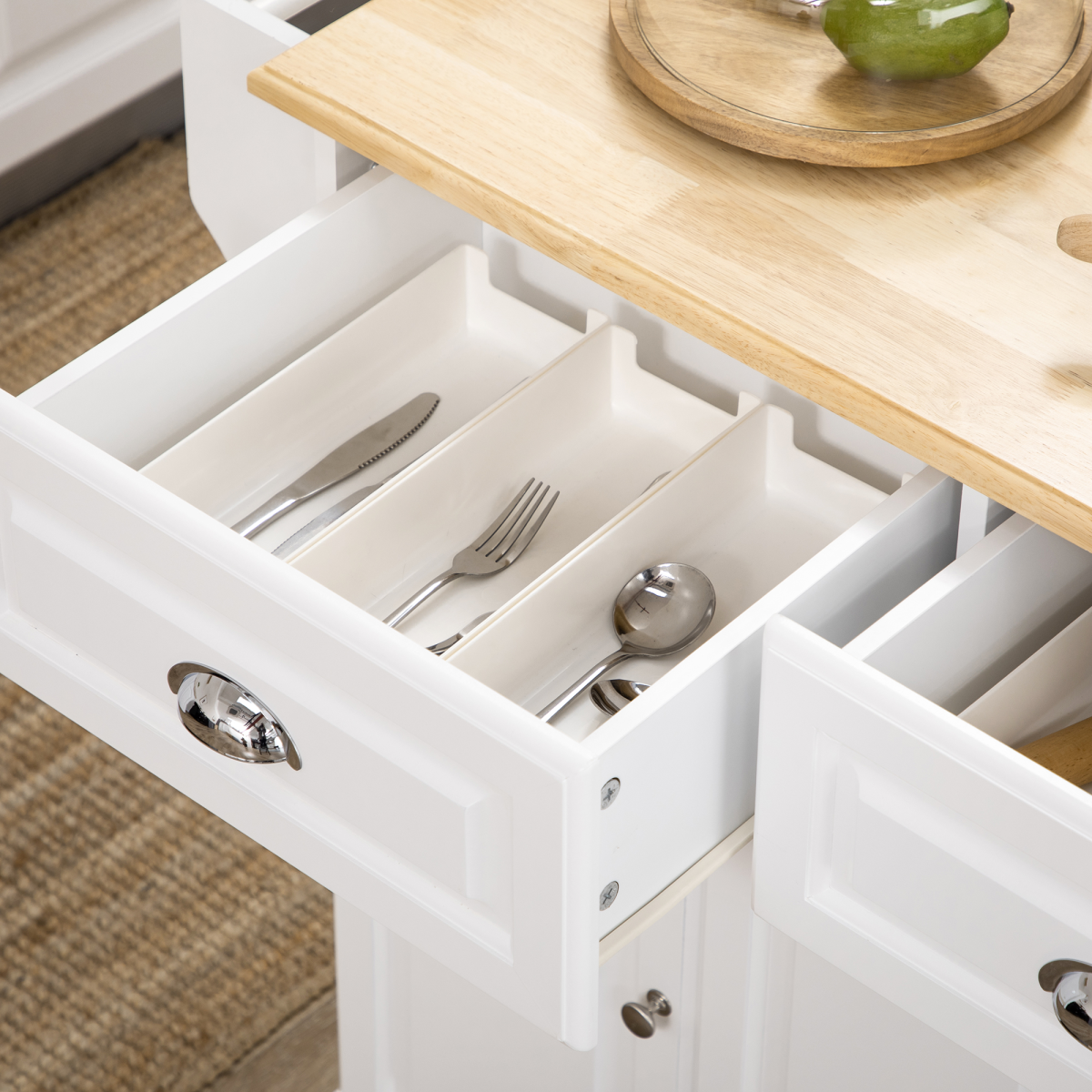 Versatile Rolling Kitchen Island Trolley with Adjustable Shelves & Storage