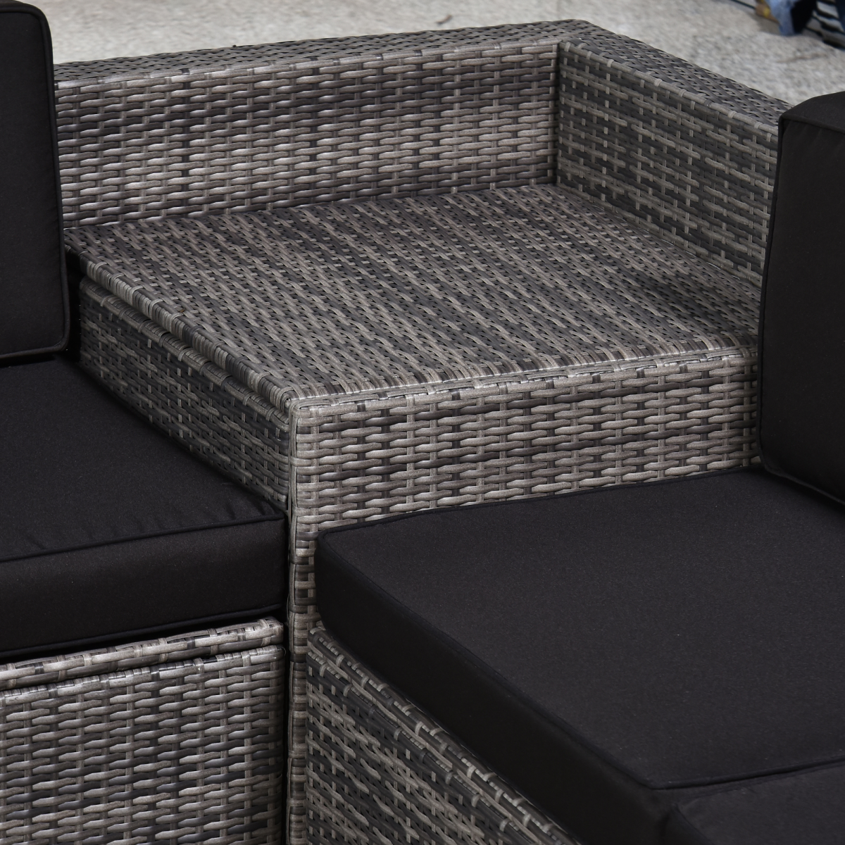 6-Seater Rattan Outdoor Sofa Set with Cushions – Grey